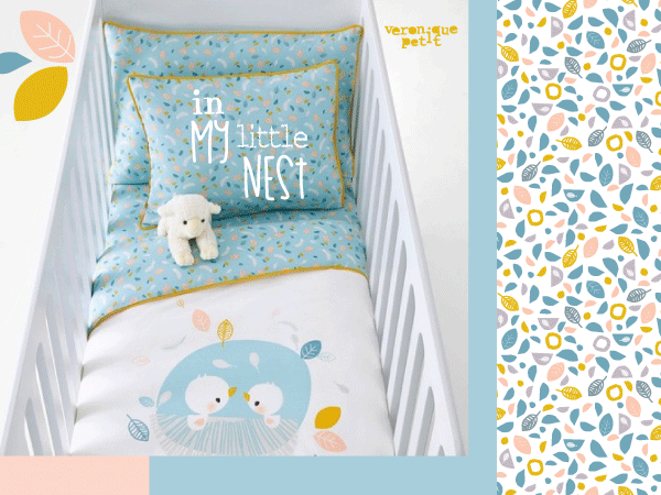 Dessin textile : in my little nest by Véronique Petit